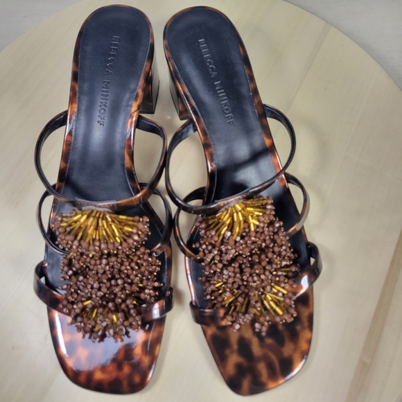 Rebecca Minkoff Raygan Beaded Tortoise Block Heel Sandals Size 7.5 - Picture 11 of 12